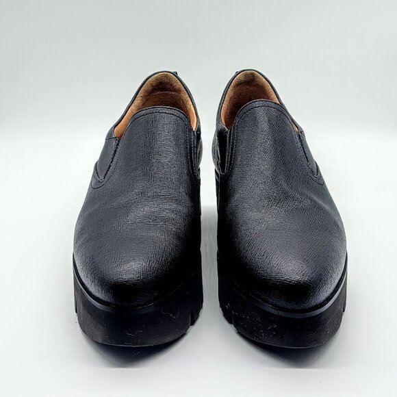 Fiorangelo Black Italian Leather Chunky Slip-On Loafers - Picture 3 of 9